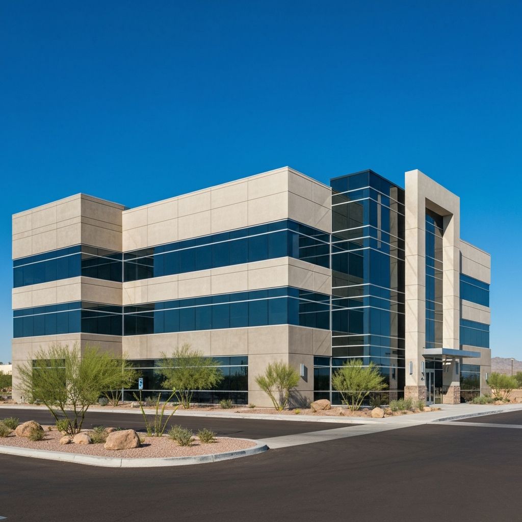 Completed modern commercial building